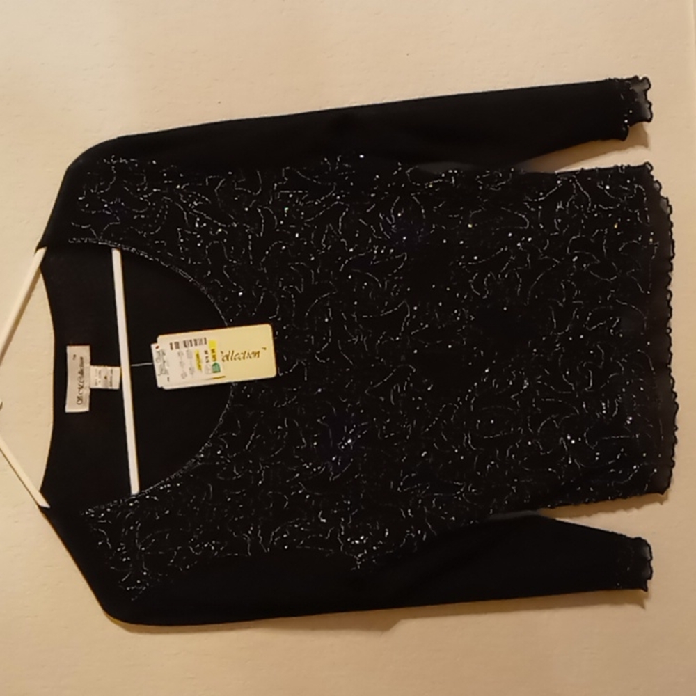 S M COLLECTION NWT WOMENS BLACK SHIRT SZ M